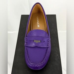 Coach Vibrant Purple Pebbled Leather Penny Loafers US 6.5B (Regular Width)   NWT
